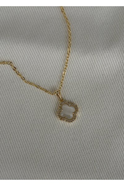 KİLİGİSTANBUL 1.50 cm Single Clover Necklace with Sedefli̇ (40+5 cm)