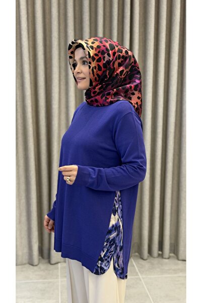 Tığ Triko MERSERİZE GÖMLEK DETAYLI TUNİK MOR