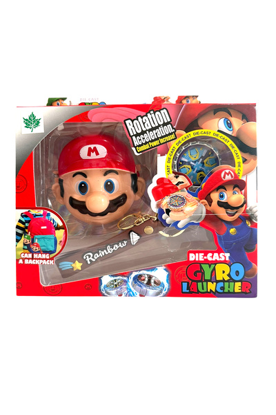 UDATOYS Süper Mario Beyblade Topaç Fırlatan Anahtarlık Oyuncak Maryo 10 Cm