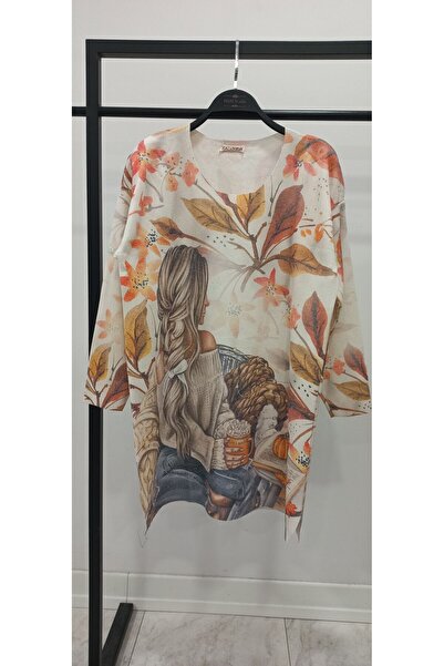 Hatun Atila Hatunatila Digital Printed Crew Neck Long Loose Sweater - 1339