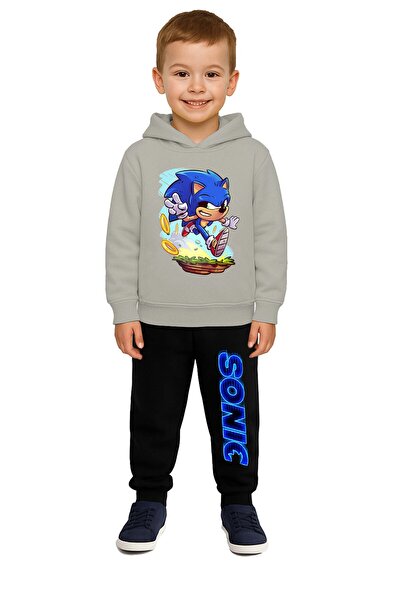 SEDİRLİ Sonic Printed Children's Tracksuit Set 3 Thread Ş Fleece-Lined Cotton...