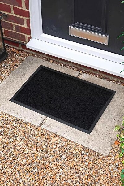 Badelya Home Siyah Kaymaz Nem ve Toz Alan Kolay Temizlenen Kapı Önü Paspası
