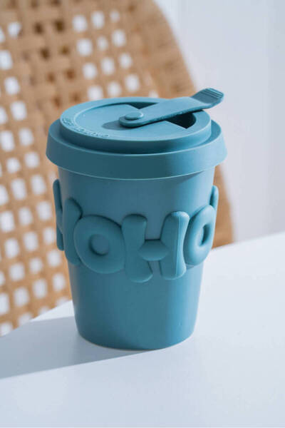 ACAR Ruby Silicone Lid Porcelain Mug Turquoise - 380 ml
