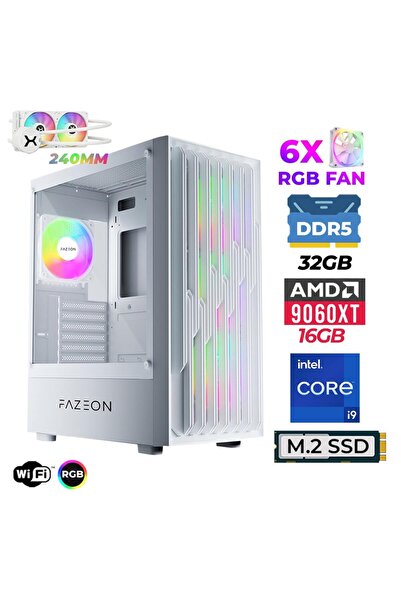 XASER Astra X860 i9 14900KF 32GB DDR5 Ram 1TB M.2 NVMe SSD 16GB RX9060 XT Sıv...