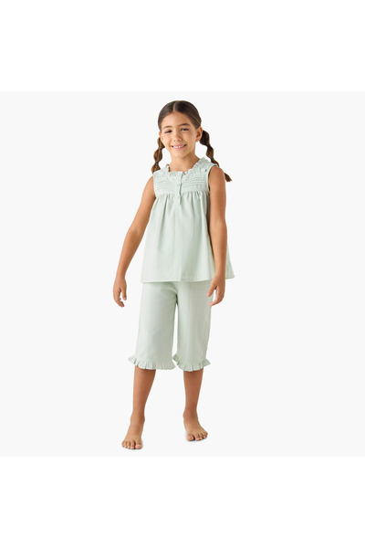 Juniors Textured Sleeveless Top and Pyjama Set