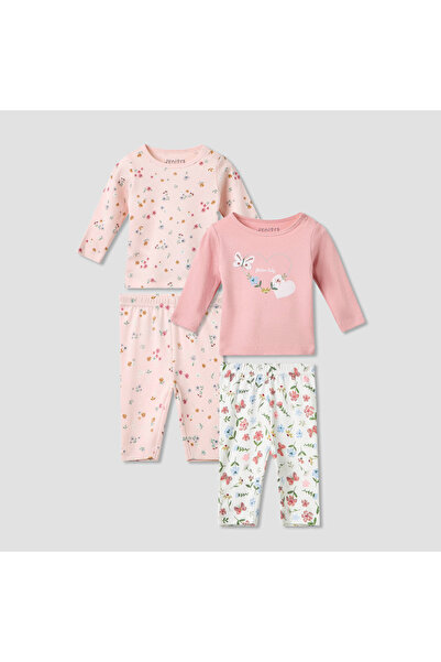 Juniors Floral Print T-shirt and Pyjamas - Set of 2