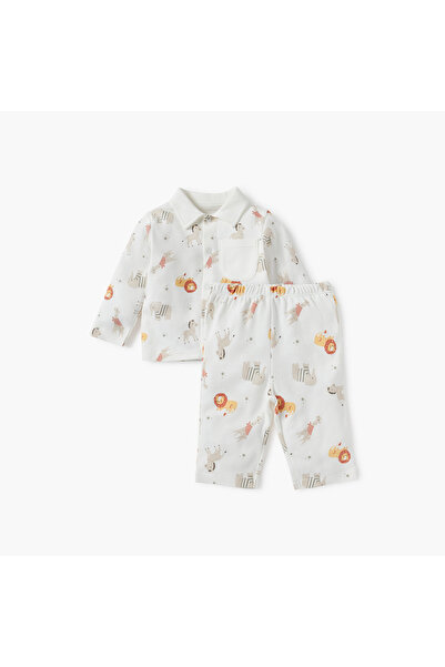 Juniors طقم قميص وبيجامة بطبعات حيوانية