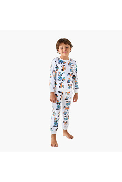 Juniors Construction Vehicle Print T-shirt and Pyjama Set