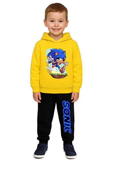 SEDİRLİ Sonic Printed Children's Tracksuit Set 3 Thread Ş Fleece-Lined Cotton...
