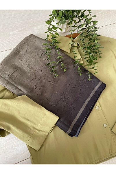 MİNELEŞARP34 Mineleşarp Kraş Aura Gradient Pattern Shawl Khaki