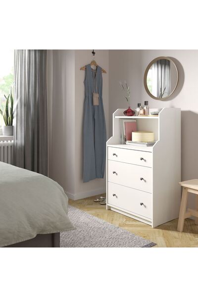 IKEA 3 çekmeceli şifonyer, beyaz, 70x46x116 cm