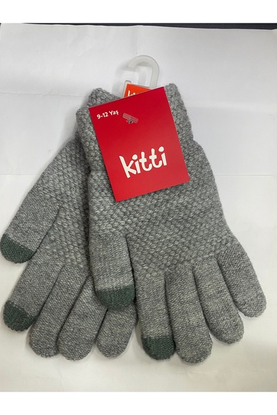 Kitti Erkek Çocuk Eldiven 9-12 Yaş Gri