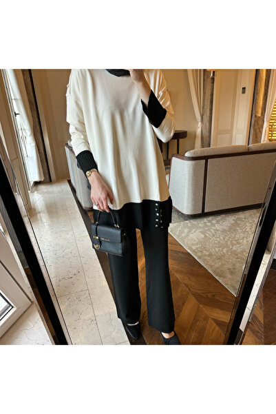 MODA S&S BZLİNE Omuz ve önü düğme detaylı triko takım