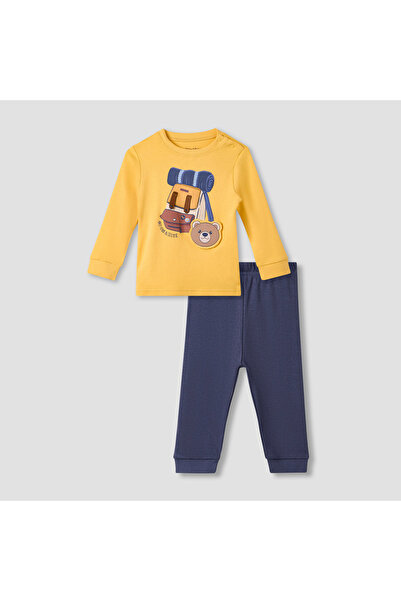 Juniors Bear Applique T-shirt and Pyjama Set