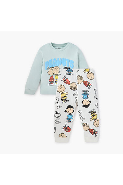 Disney طقم تيشيرت وبيجامة مطبوع عليه رسومات الفول السوداني