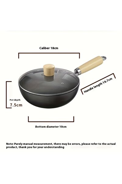 iron candy غطاء ووك تقليدي غير لاصق للقلي السريع وغطاء خشبي 18 سم