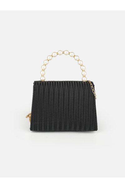 MYSTOBAG Meva Pearl Handle Chain Strap Lock-Flap Women's Hand and Shoulder Bag