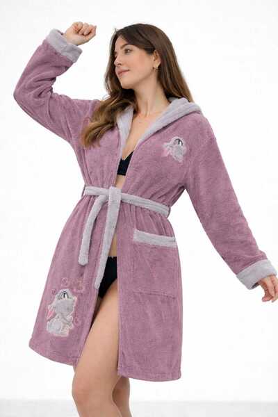 CASPARA روب حمام فاخر مطرز على شكل أرنب بغطاء رأس Wellsoft I روب حمام فاخر I مع قبعة I فائق النعومة I