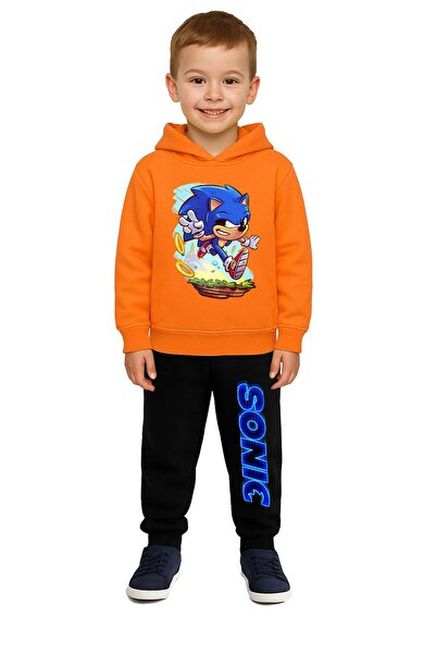 SEDİRLİ Sonic Printed Children's Tracksuit Set 3 Thread Ş Fleece-Lined Cotton...