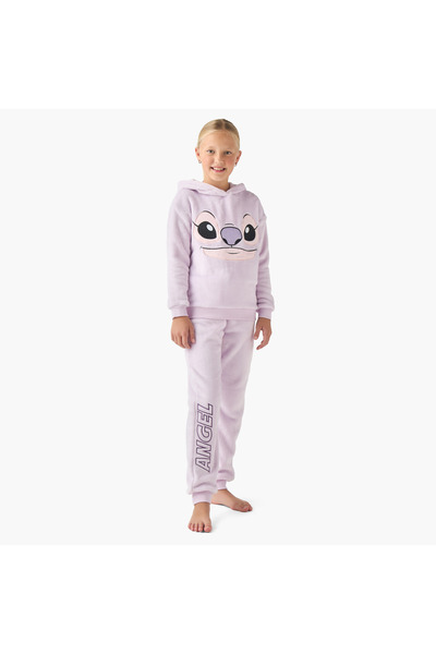 Disney Girls Sweatshirt and Pyjama Set with Stitch Angel Texture - Polyester ...