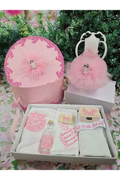 OBSIDION Set botez AURORA - cutie trusou lumanare - roz