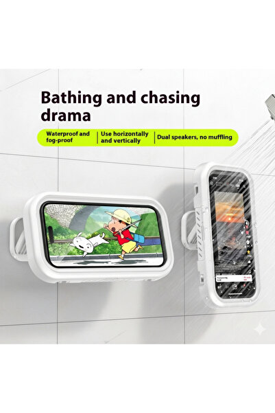 iron candy Waterproof Shower Phone Holder 360° Rotating Wall Mount Touch Screen Case
