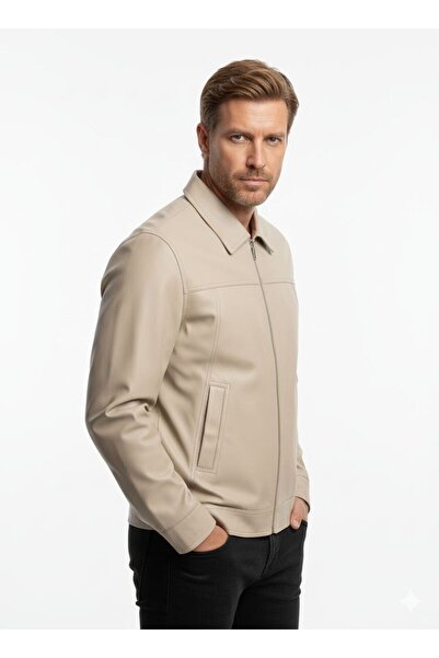 DYNAMO Men's Beige Comfortable Fit Classic Coat