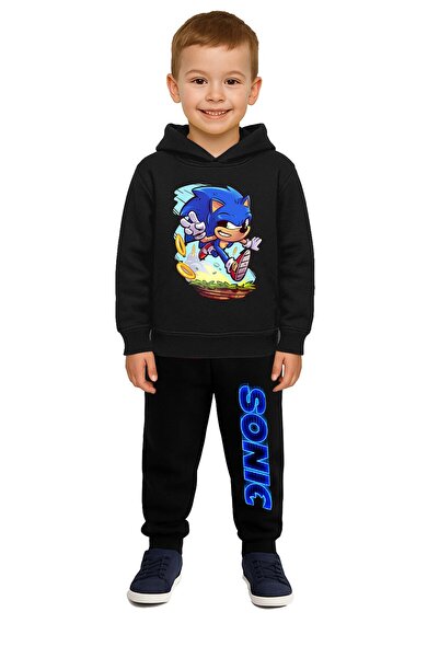 SEDİRLİ Sonic Printed Children's Tracksuit Set 3 Thread Ş Fleece-Lined Cotton...