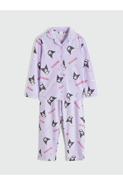 LC Waikiki Lilac Shirt Collar Kuromi Printed Girls Pajama Set