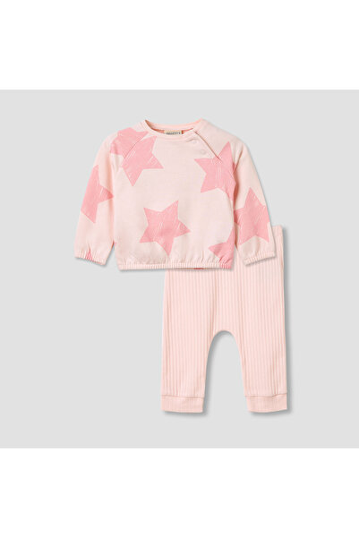 Juniors طقم بيجاما بنقشة نجوم - قطن - أكمام طويلة - ياقة دائرية