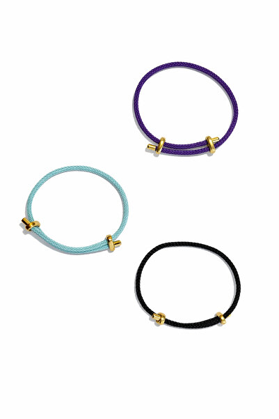 OEM Açık Mavi İpli Minimal Bileklik – Gold Detaylı Ayarlanabilir
