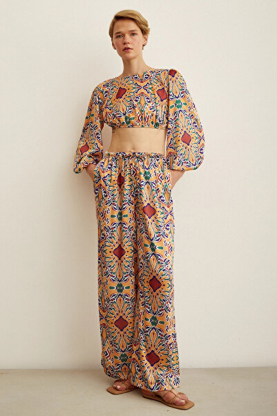 TRENDQUEL Pantaloni casual cu model auriu