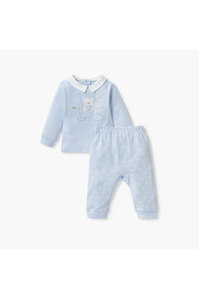 giggles Applique Detail T-shirt and Pyjama Set