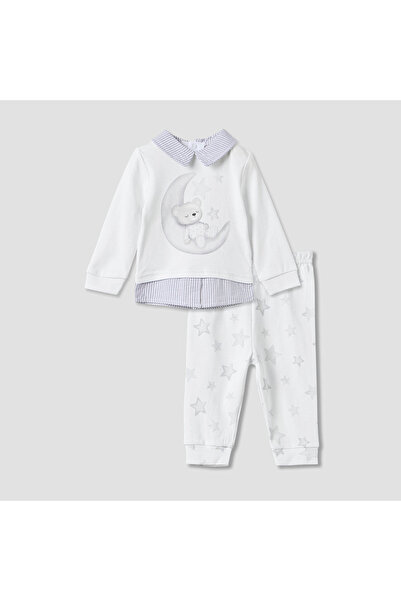 giggles طقم تي شيرت مطبوع بياقة وبنطال بيجاما