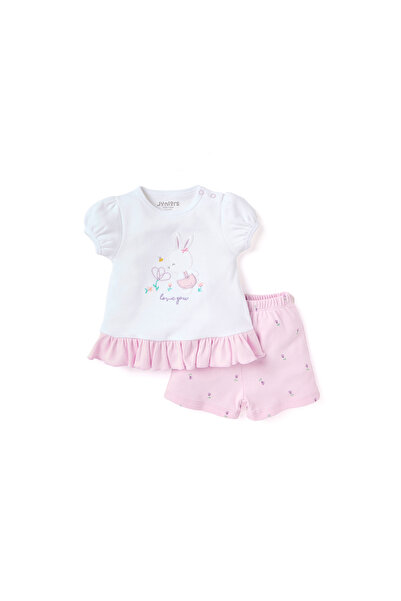 Juniors Bunny Embroidered T-shirt and Shorts Set