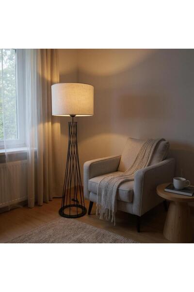 Ömür Avize deniz silindir şapka siyah ayaklı lambader