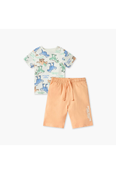 Juniors طقم تي شيرت وبيجامة بطبعة ديناصور