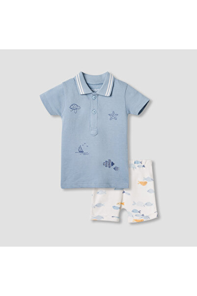 Juniors طقم تي شيرت وشورت مطرز