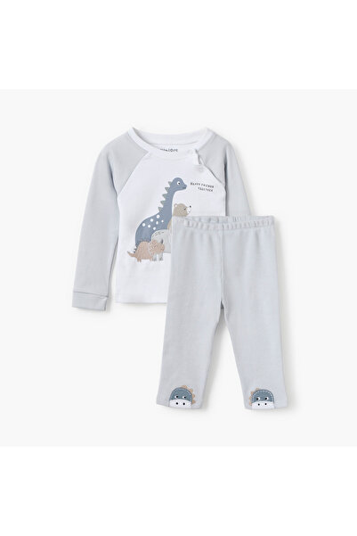 Juniors طقم تي شيرت وبيجامة بطبعة ديناصور