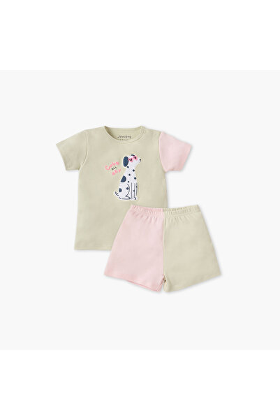 Juniors طقم تي شيرت وبيجامة مزين برسومات كلاب