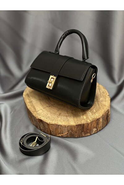 MİHRA STORE Γυναικεία τσάντα Ruha Gold Clip Τσάντα χειρός και ώμου-DN105 Μαύρη