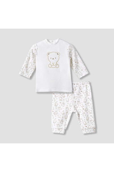 Juniors Pyjama Set with Bear Print - Long Sleeves - Crew Neck