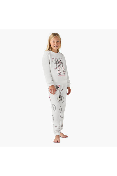 Disney Girls Pyjama Set with Angel Print - Polyester Blend - Long Sleeve - Ro...