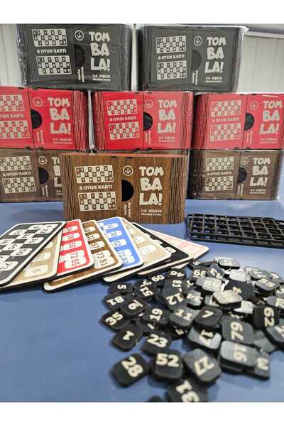 moontime alaçatı Doğal Ahşap Tombala Seti, Eğlenceli ve Kaliteli Oyun Malzemesi