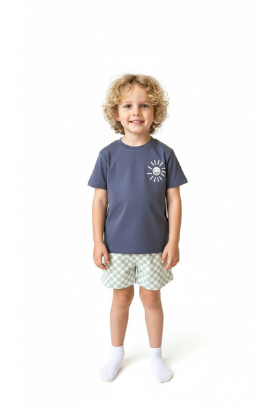 Booni Jooni طقم كيب أون سمايلينغ سارت مطبوع مع شورت