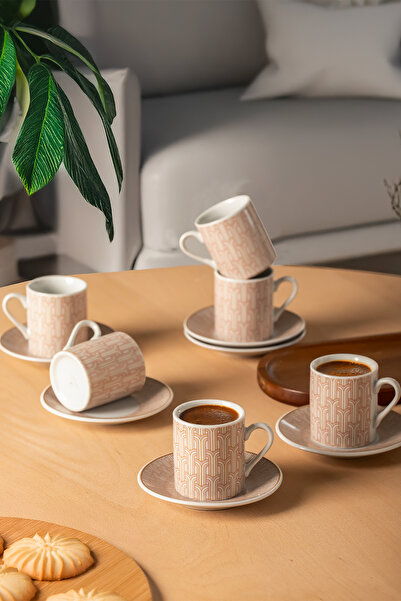 Porsima Porselen 6 Kişilik Fincan Seti 12 Parça Türk Kahvesi Fincanı Takımı-1...