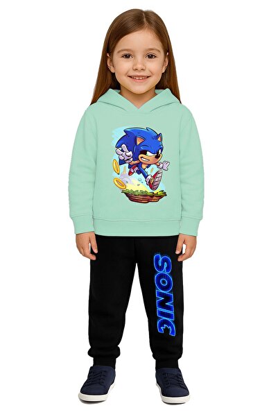 SEDİRLİ Sonic Printed Children's Tracksuit Set 3 Thread Ş Fleece-Lined Cotton...