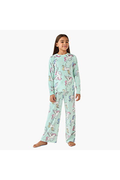 Juniors Unicorn Print T-shirt and Pyjama Set