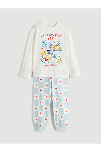 LC Waikiki RMZ GİYİM FARKIYA طقم بيجامة للفتيات بياقة روبا جديدة تمامًا