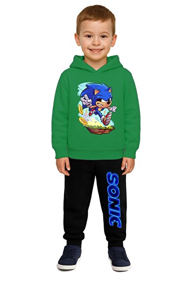 SEDİRLİ Sonic Printed Children's Tracksuit Set 3 Thread Ş Fleece-Lined Cotton...